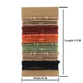 Set of handmade retro bohemian elastic hair ties and bracelets in various colors - Bamboo Knot Style - Mixed Colors - Long Card