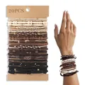 Set of 20 bohemian handmade hair ties and bracelets in earth tones for women styling - Style D - Earth Tones - Long Card