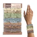 Set of 25 bohemian braided hair ties used as colorful decorative bracelets - Style F - Fresh Mixed Colors - Long Card