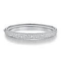 Elegant 925 sterling silver bangle featuring a full pavé moissanite design for women. - Three-Row Pave Moissanite Bracelet (B17027) + GRA/Black Card / 50*60mm