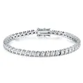 Klassisches 925er Sterlingsilber Tennisarmband mit glänzenden Moissanit-Steinen - Moissanit Tennisarmband (L16750-75) + GRA/Schwarze Karte / 50*60mm
