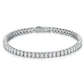 Elegantes Tennisarmband aus S925 Sterlingsilber mit funkelnden Moissanit Steinen für Damen - 19CM Tennisarmband (L16920-19CM) + GRA/Schwarze Karte / 50*60mm