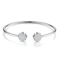 Elegant sterling silver open cuff bracelet with pavé moissanite stars - Full Pave Hexagram Open Bracelet (B16752) + GRA/Black Card / 50*60mm