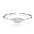 Elegant S925 sterling silver open bangle with a sparkling paved moissanite oval center - Oval Face Open Bracelet (B16903-5060) + GRA/Black Card / 50*60mm