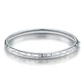 Exquisite sterling silver bangle with moissanite star engravings in a sleek silver finish - Star Pattern Moissanite Open Bracelet (B17029) + GRA/Black Card / 50*60mm