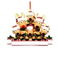 Close-up of a personalized Christmas reindeer ornament with six heads and a blank banner - 6 Heads