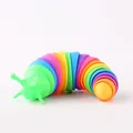 Articulated rainbow slug fidget toy for stress relief and sensory tactile play - Large Rainbow Caterpillar with Green Head