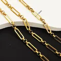 Close-up view of a 4mm gold-plated stainless steel paperclip chain for DIY jewelry. - 18K Gold Plated / 4mm