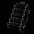 5-tier transparent acrylic display stand for figures and collectibles, 32x19.5x25cm - Transparent (Length 20cm, 5 Tiers)