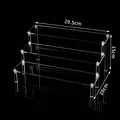 Clear acrylic 3-tier step display stand for collectible figures, dolls and jewelry - Transparent (Length 30cm, 3 Tiers)