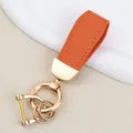 Premium orange goat grain leather car keychain with elegant gold hardware for gift - K Gold - Orange / Individually Packaged Frosted Bags