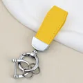 Yellow goat-grain leather car keychain with silver metal rings and short strap design - Independent Matte Bag Packaging / Silver-Yellow
