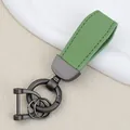 Premium green goat-grain leather keychain with matte black metal hardware and rings - Independent Matte Bag Packaging / Pearl Matte Gun-Green
