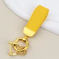 Yellow goat pattern leather car keychain with gold hardware finish - Independent Matte Bag Packaging / Gold-Yellow