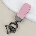 Premium pink goat-pattern leather car keychain with gunmetal-finished metal swivel clasp - Independent Matte Bag Packaging / Pearl Matte Gun-Pink