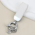 White goat pattern leather car keychain with silver zinc alloy multi-functional rings - Independent Matte Bag Packaging / Silver-White