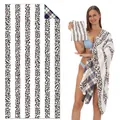 Toalla de playa de microfibra de doble cara con leopardo y cuadros y bolsa a juego - Rayas de Leopardo y Cuadros (STJ-003-TW1) / 160cm x 80cm