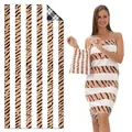 Toalla de playa de terciopelo de doble cara con rayas de tigre y bolsa a juego - STJ-003-TW2 / 80*160cm (en Venta)