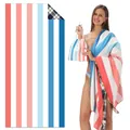 Toalla de playa profesional a rayas de vellón de doble cara con bolsa de transporte - STJ-003-TW4 / 80*160cm (en Venta)