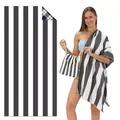 Reversible microfiber beach towel with stripes and plaid, includes matching bag. - STJ-003-TW12 / 80*160cm (in Stock)