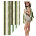 Double-sided velvet beach towel with green vertical stripes for surfing and sports - STJ-003-SMY05 / 80*160cm (in Stock)