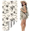 Double-sided velvet beach towel with elegant black rose pattern and leopard print fringe - STJ-003-SMY04 / 80*160cm (in Stock)