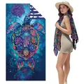 Vibrant mandala sea turtle double-sided velvet beach towel for surfing and sports. - SMRSTJ-SM11 / 80*160cm (in Stock)
