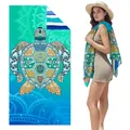 Double-sided fleece beach towel with vibrant sea turtle and mandala pattern print. - SMRSTJ-SM12 / 80*160cm (in Stock)