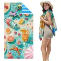 Double-sided velvet beach towel with vibrant summer fruit and sea creature print design - SMRSTJ-SM13 / 80*160cm (in Stock)