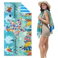 Microfiber double-sided velvet beach towel featuring vibrant starfish and coral design - SMRSTJ-SM14 / 80*160cm (in Stock)
