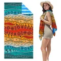 Double-sided fleece beach towel featuring vibrant ethnic bohemian giraffe print designs - SMRSTJ-SM10 / 80*160cm (in Stock)