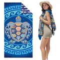 Large blue sea turtle mandala printed double-sided velvet beach towel for travel and swim - SMRSTJ-SM04 / 80*160cm (in Stock)