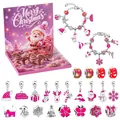 24-grid Christmas advent calendar DIY charm bracelet set for kids in pink and silver - RC488 Rose Red 24-Grid Flip Lid Blind Box / Rose Red