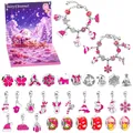 Christmas advent calendar 24-day countdown DIY bracelet kit with pink and silver charms - RC489 Rose Red 31-Grid Flip Lid Blind Box / Rose Red