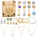 24-day DIY Christmas advent calendar jewelry surprise set with charms and necklaces - RC451I Jewelry Blind Box Set / Gold/Silver