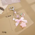 Pink acrylic bow keychain with star and strawberry charms for bag decoration set - Small Pendant / Bowknot + Pentagram Charm(K6258)