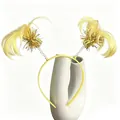 Festive yellow party headband with bouncy gold tinsel pom-poms and yellow synthetic feathers. - Single Headband / Yellow