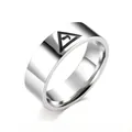 Anello in acciaio inossidabile lucido da 8 mm con simbolo massonico nero inciso - Misura 7 / Color Acciaio (21204)