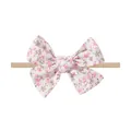 Fascia per capelli con fiocco a fiori e morbida fascia elastica per neonati e bimbi - Stile Floreale Rosa (2)