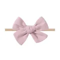 Fascia elastica in nylon per neonati con un morbido fiocco in tessuto rosa per bimbi - Stile Rosa Chiaro (4)