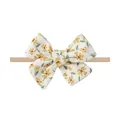 Soft elastic nylon baby headband featuring a white fabric bow with yellow floral prints - White Yellow Floral Style (9)