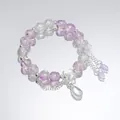 Sweet forest style purple and white crackle crystal beaded bracelet with elegant leaf charms - Small Leaf Purple
