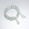 Ethereal forest style beaded bracelet with light green crystals and leaf charms. - Small Leaf Green