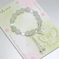 Sweet forest style green crystal beaded bracelet with elegant silver butterfly charms - Qingmeng Butterfly Bell Green