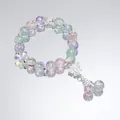 Elegant pastel crystal beaded bracelet featuring a sweet silver butterfly charm and tassels - Dancing Butterfly Multicolor