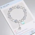 Handmade crystal beaded bracelet with blue shell pendant charm - Shell Ice Blue