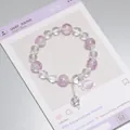 Handmade sweet pink and clear iridescent crystal beaded bracelet with a shell pendant - Shell Ice Purple