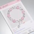 Pink and clear crystal beaded bracelet with sweet shell pendant for women - Shell Ice Pink