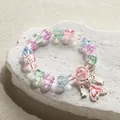 Colorful forest style crystal bead bracelet with pink mermaid tail and fish charms. - Dreamy Fish Tail Bracelet Multicolor