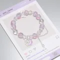 Elegant dreamy pink moon and butterfly charm beaded crystal bracelet for women jewelry - Galaxy Butterfly Bracelet Purple